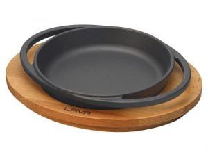 LAVA okrugla posuda od gusa i drvena podloga