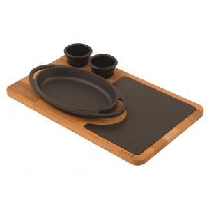 Ovalni litoželezni pekač z leseno podlogo LAVA