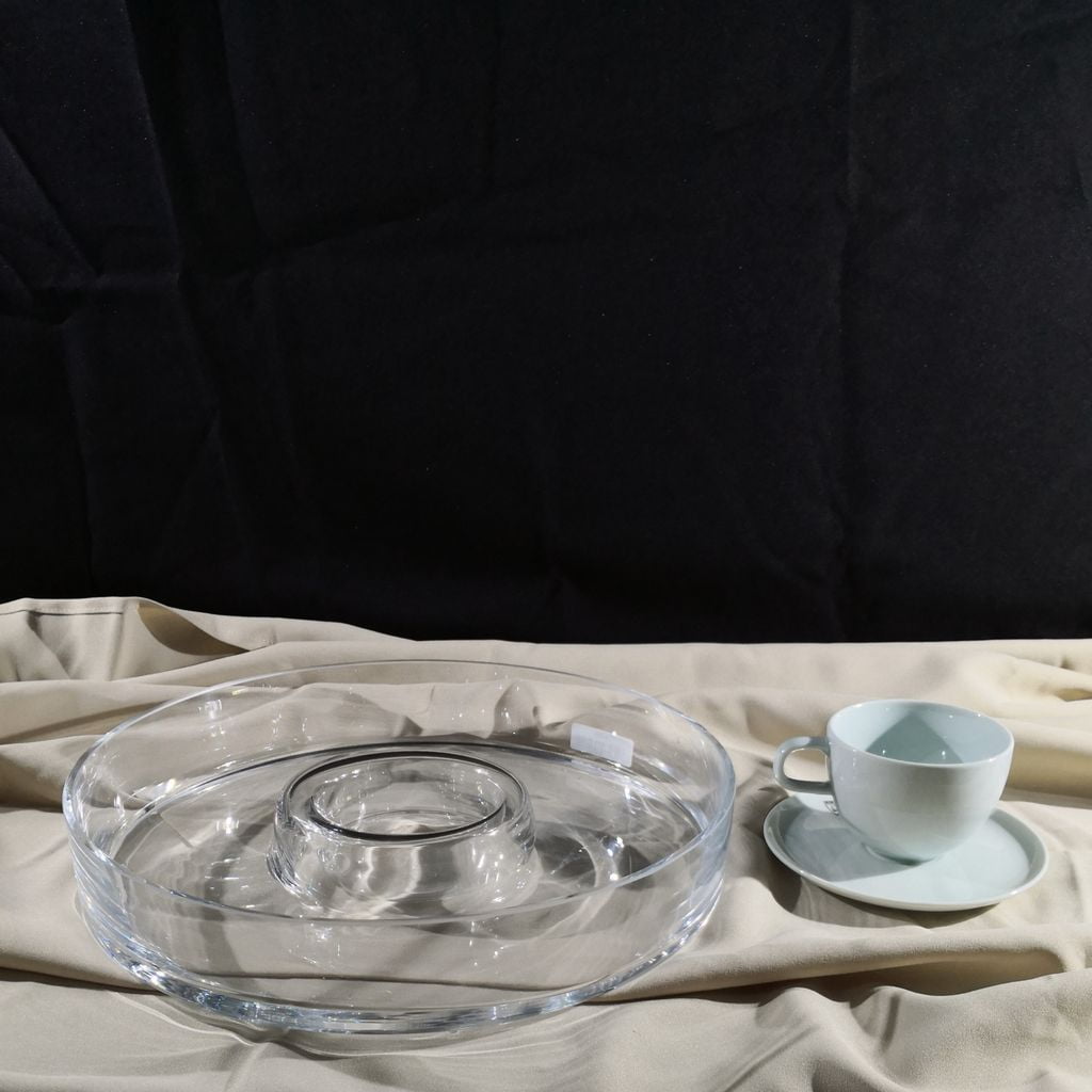 Steklena plitva okrasna posoda ALE I.I., 35 cm