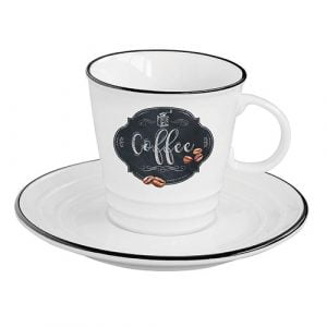Porcelanasta skodelica za kavo s krožnikom Kitchen Basic Coffee EASY LIFE 300 ml