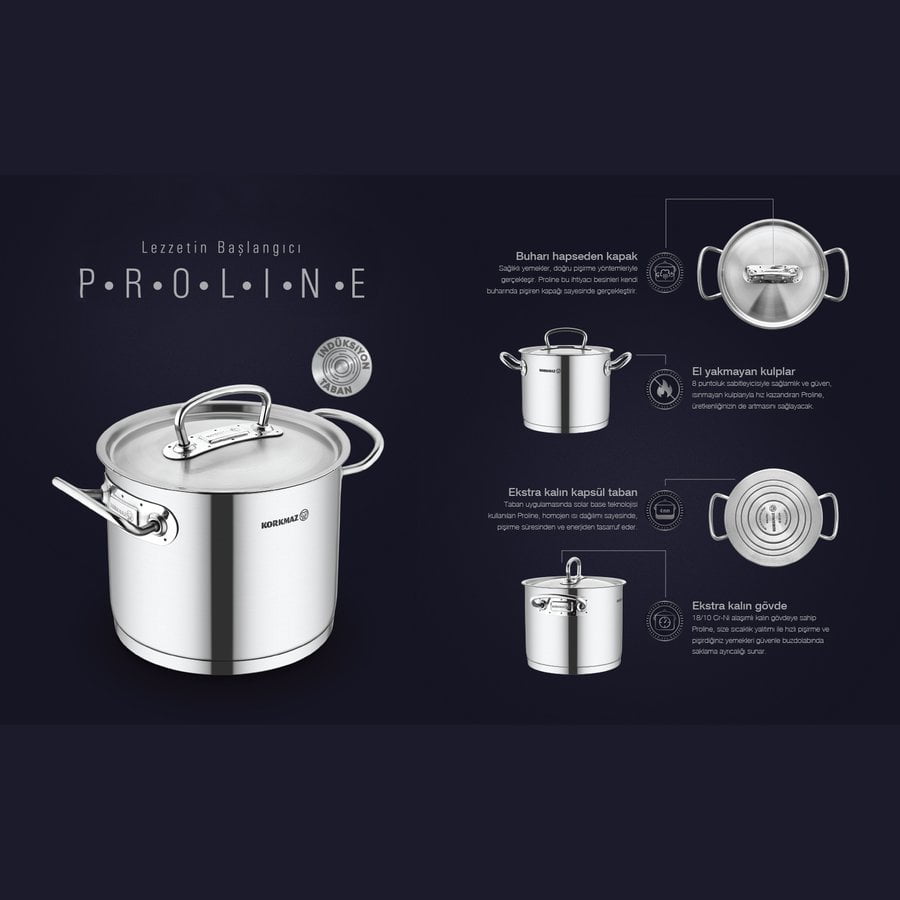 Globoka posoda s pokrovom Proline Korkmaz, 9 l - slika 3