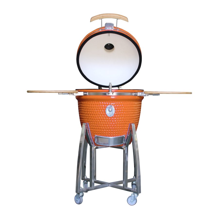 Grill King 54 keramični kamado žar s smokerjem in opremo (Oranžen) + miza - slika 2