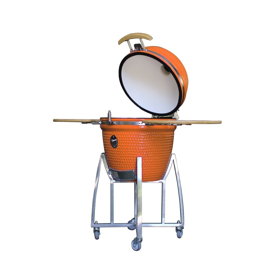Grill King 54 keramični kamado žar s smokerjem in opremo (Oranžen) + miza - slika 5