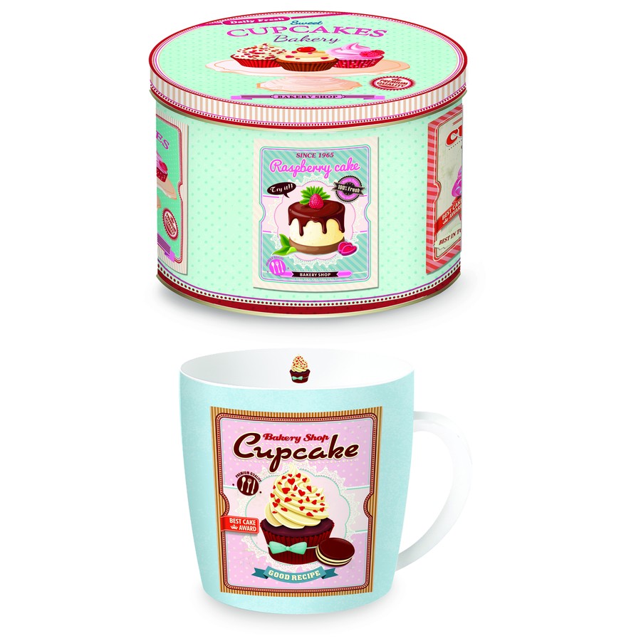 Easy Life Cupcakes Blue skodelica v metalni škatljici
