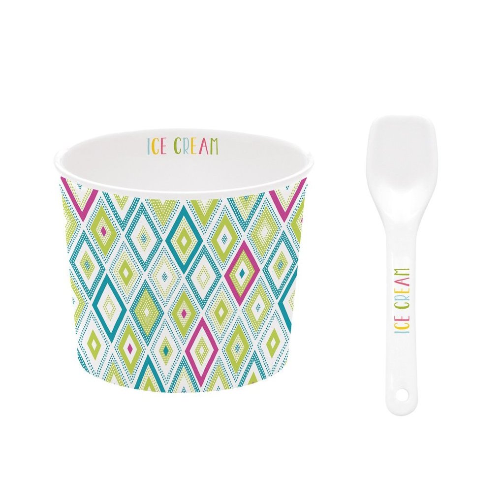Easy Life Texture v.2 porcelanasta posodica in žlička za sladoled