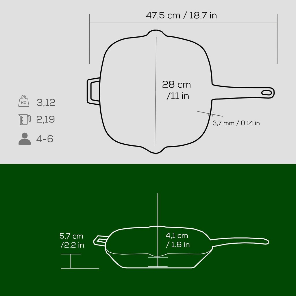 Lava grill ponev iz litega železa - slika 2