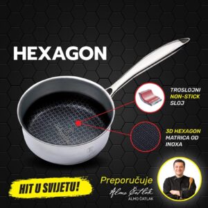 Berlinger Haus Hexagon posoda za omake z 3D inox matrico — neprijemljiva, dvojno hitrejše segrevanje