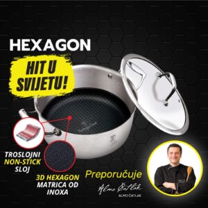 Berlinger Haus Hexagon lonec s pokrovom — 3D inox matrica, 2× hitrejše segrevanje