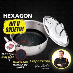 Berlinger Haus Hexagon lonec s pokrovom — 3D inox matrica, 2× hitrejše segrevanje