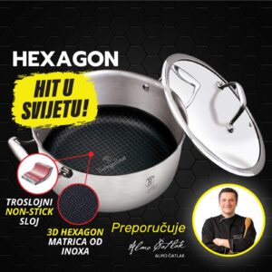 Berlinger Haus Hexagon lonec s pokrovom — 3D inox matrica, 2× hitrejše segrevanje