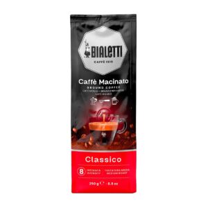 Bialetti Classico univerzalna mleta kava 250 g — 50 % Arabica, 50 % Robusta, intenziteta 8