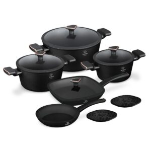 Berlinger Haus Black Rose Gold 11v1 komplet posode — trojni TitanPro, Turbo indukcijsko dno