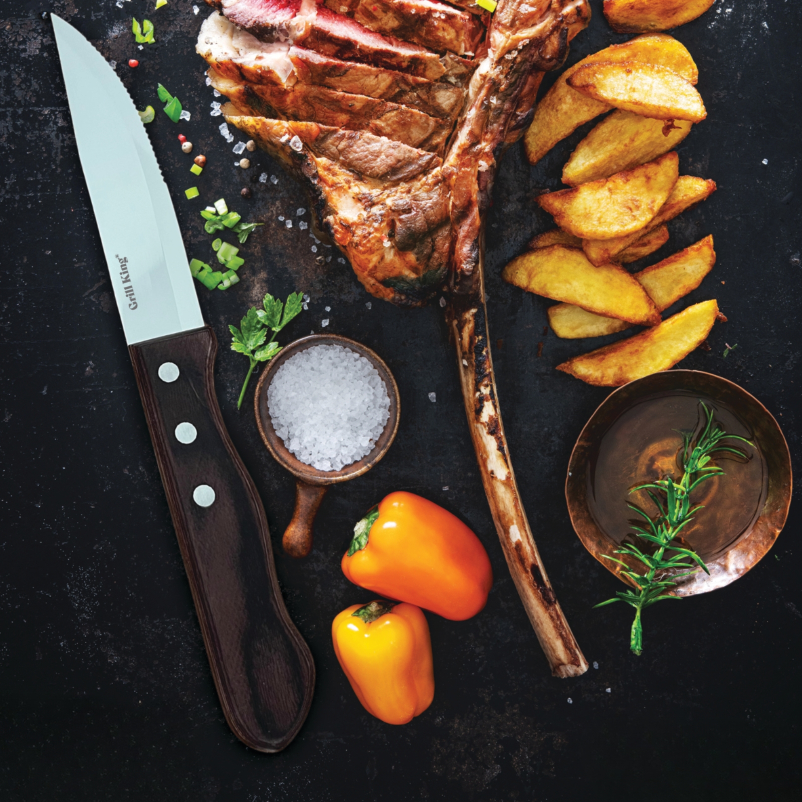 Grill King SteakMaster 4v1 set nožev za zrezek — pakka les in nerjavno jeklo - slika 3