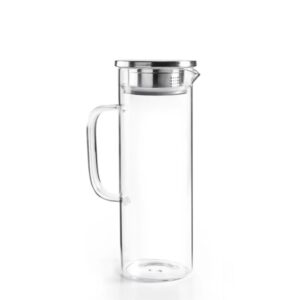 Ibili Jug stekleni vrč za hladilnik 1100 ml — borosilikat, tanek profil, inox pokrov