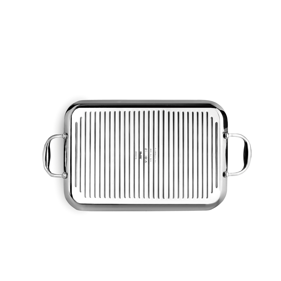 Ibili Triply Natural rebrasti grill pekač brez PTFE iz nerjavečega jekla — 38×25 cm - slika 3
