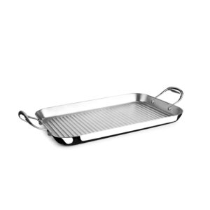 Ibili Triply Natural rebrasti grill pekač brez PTFE iz nerjavečega jekla — 38×25 cm