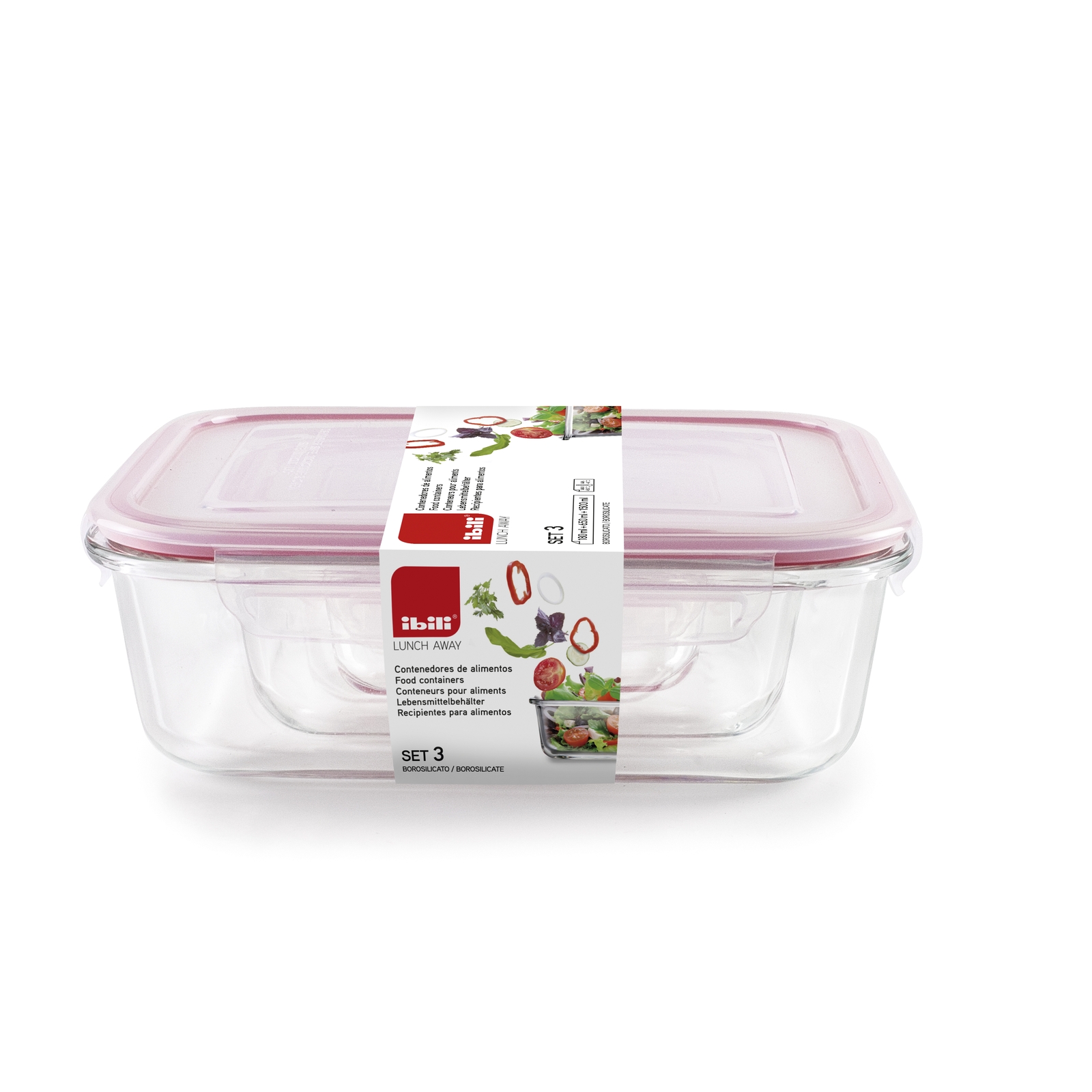 Ibili Containers 3v1 komplet posod iz borosilikatnega stekla — 180/650/1500 ml - slika 3