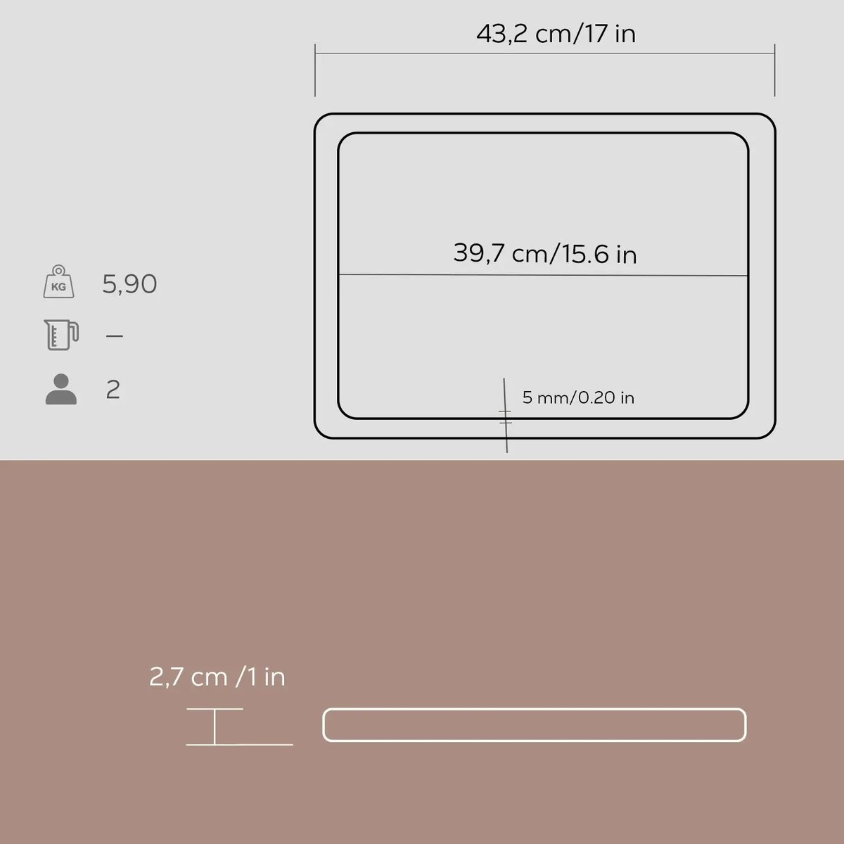 Lava BBQ Iroko deska za serviranje z litoželezno ploščo — 33,2×43,2 cm, 5,9 kg - slika 3