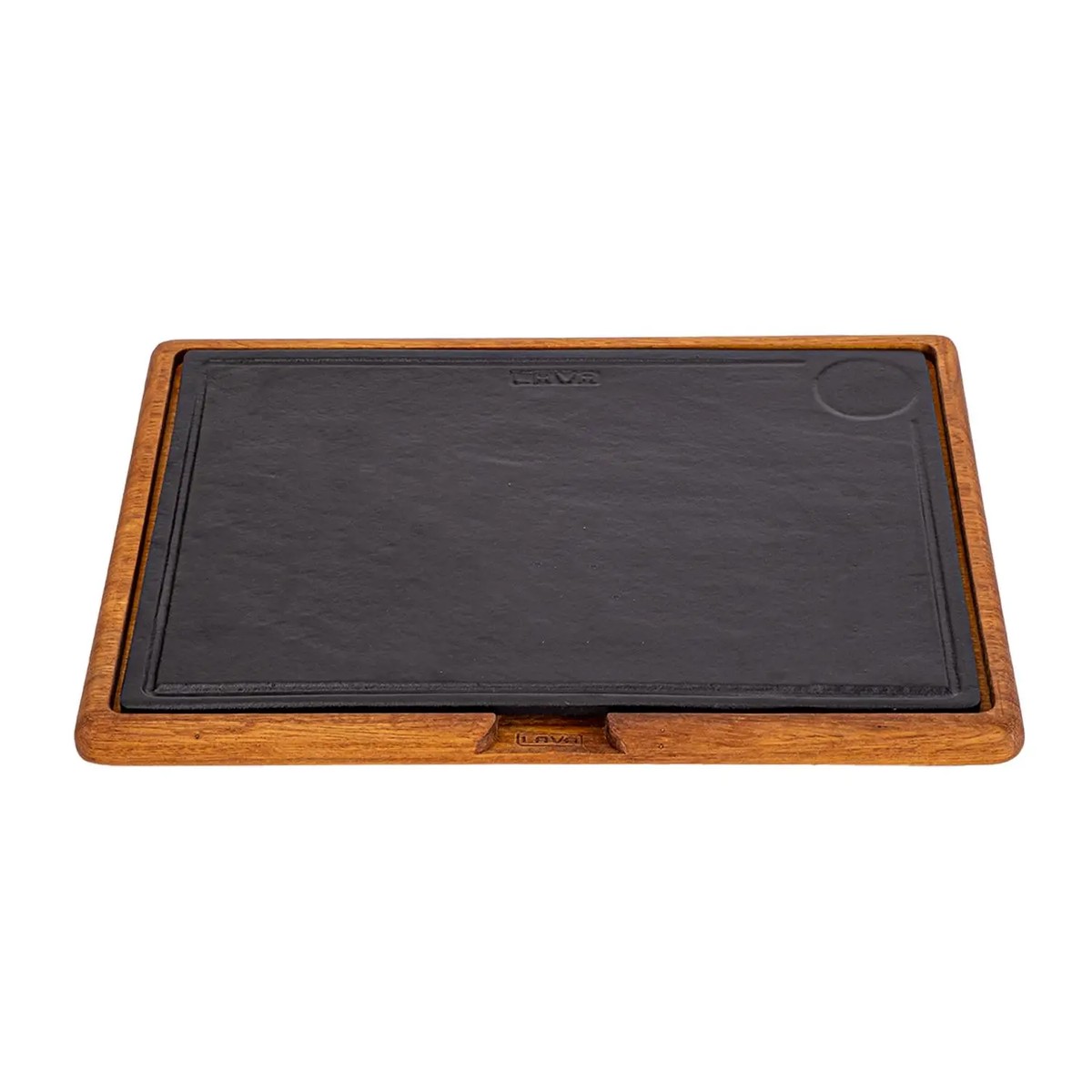 Lava BBQ Iroko deska za serviranje z litoželezno ploščo — 33,2×43,2 cm, 5,9 kg