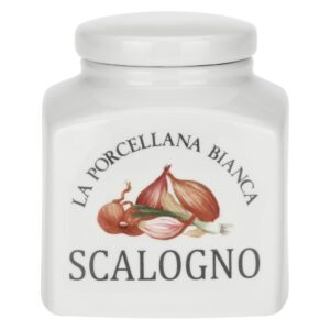 La Porcellana Bianca Conserva Deco posoda za čebulo — porcelan, vintage ilustracije