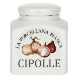 La Porcellana Bianca Conserva Deco posoda za čebulo — porcelan, vintage ilustracije