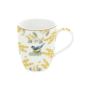 Easy Life Mimosa mug skodelica 400 ml — porcelan s cvetlicami, darilo