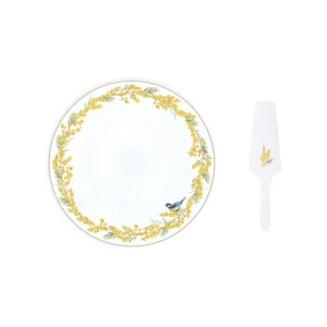 Easy Life Mimosa 2v1 set za postrežbo tort — pladenj 32 cm in lopatica, darilo