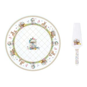 Easy Life Happy Easter 2v1 set za postrežbo tort — pladenj 32 cm in lopatica, darilo