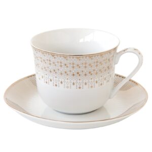 Easy Life Festive skodelica za zajtrk 400 ml s krožničkom — praznični porcelan, darilo