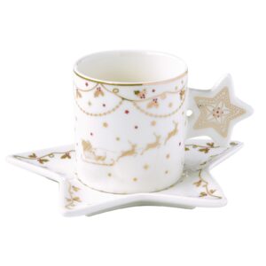 Easy Life Christmas Lights skodelica s krožničkom 175 ml — praznični porcelan, darilo