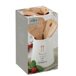 Easy Life Kitchen Elements 2v1 komplet bambusovega kuhinjskega pribora s posodo — 5 kosov