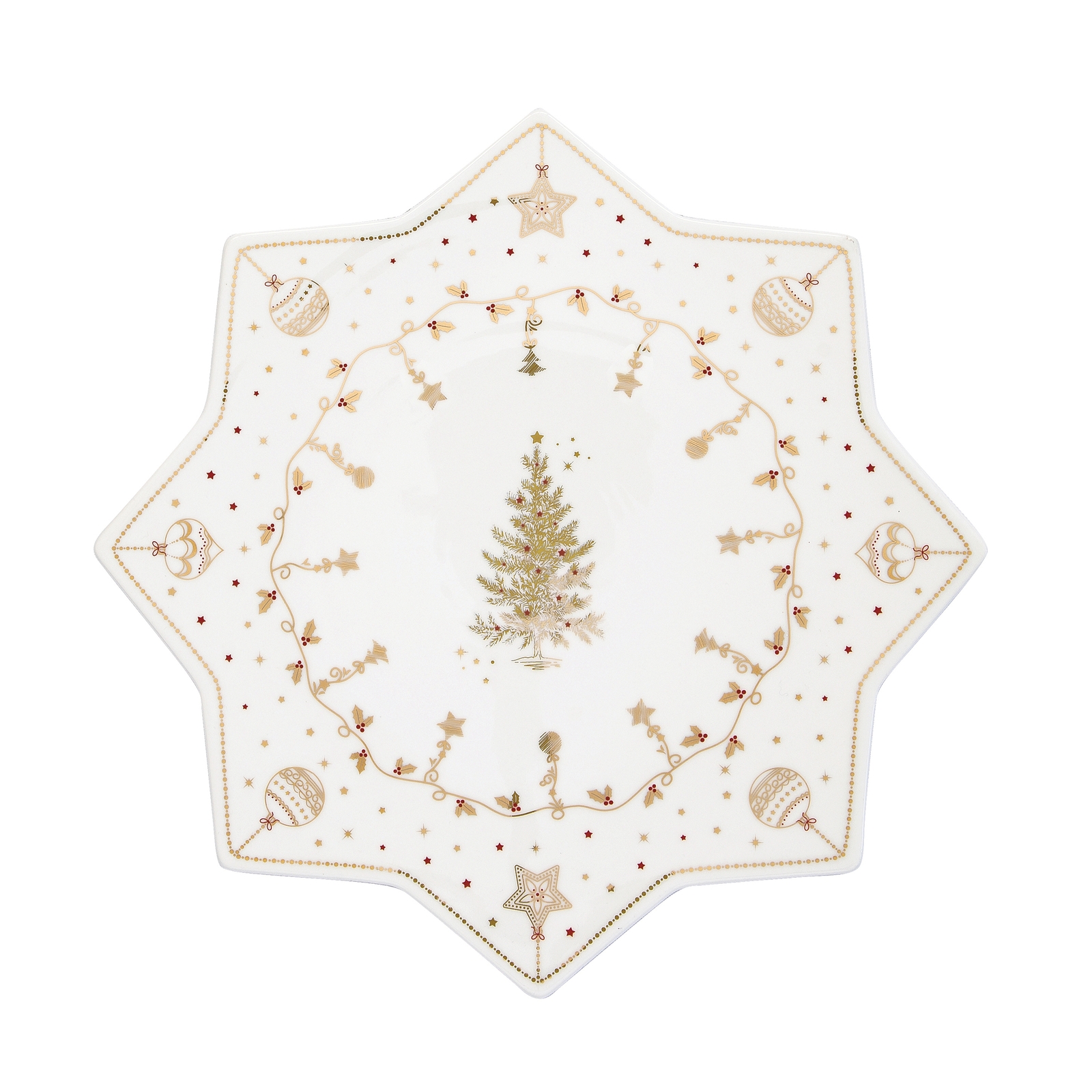 Easy Life Christmas Lights pladenj za serviranje v obliki božične zvezde 32 cm — porcelan