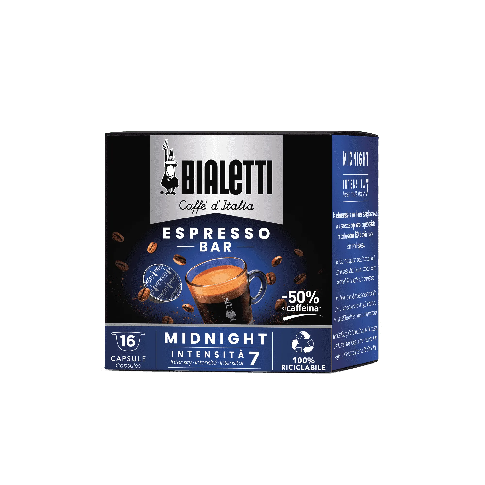 Bialetti Midnight kompatibilne kapsule za espresso kavo, 16 kapsul po 7 g, aluminij, za aparat Gioia