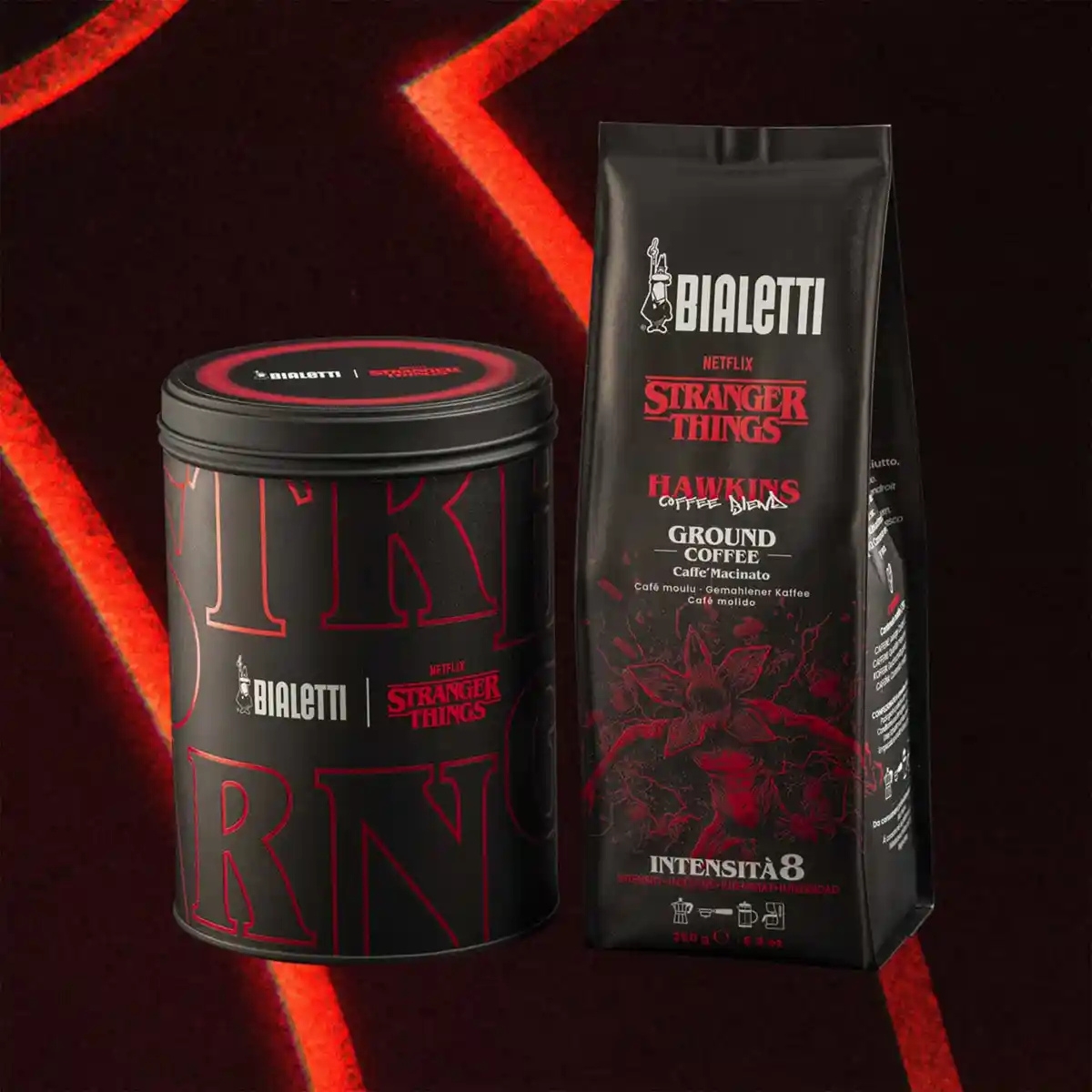 Bialetti Stranger Things mleta kava v pločevinki 250 g, mešanica 50 % arabica in 50 % robusta, intenzivnost 8 - slika 2