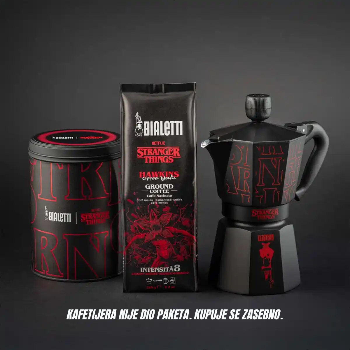 Bialetti Stranger Things mleta kava v pločevinki 250 g, mešanica 50 % arabica in 50 % robusta, intenzivnost 8 - slika 3