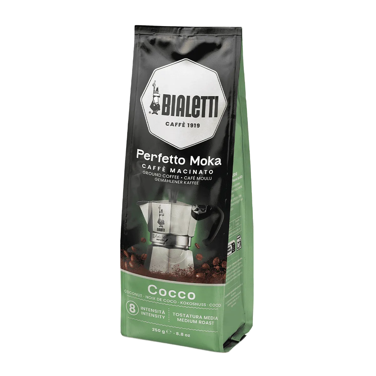 Bialetti Perfetto Moka Cocco mleta kava 250 g z okusom kokosa, srednje praženje, intenzivnost 8 - slika 2
