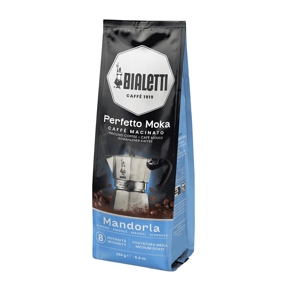 Bialetti Perfetto Moka Almond mleta kava 250 g z okusom mandlja, srednje praženje, intenzivnost 8 - slika 2
