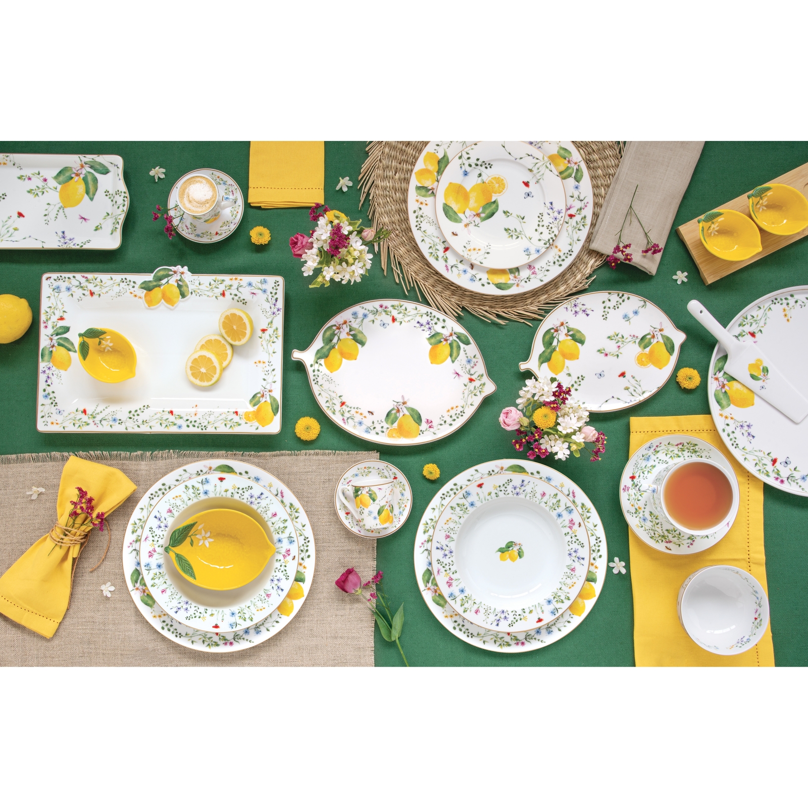 Easy Life Fleurs et Citrons komplet 4 skledic za prigrizke 4 v 1, porcelan z motivom limon - slika 3