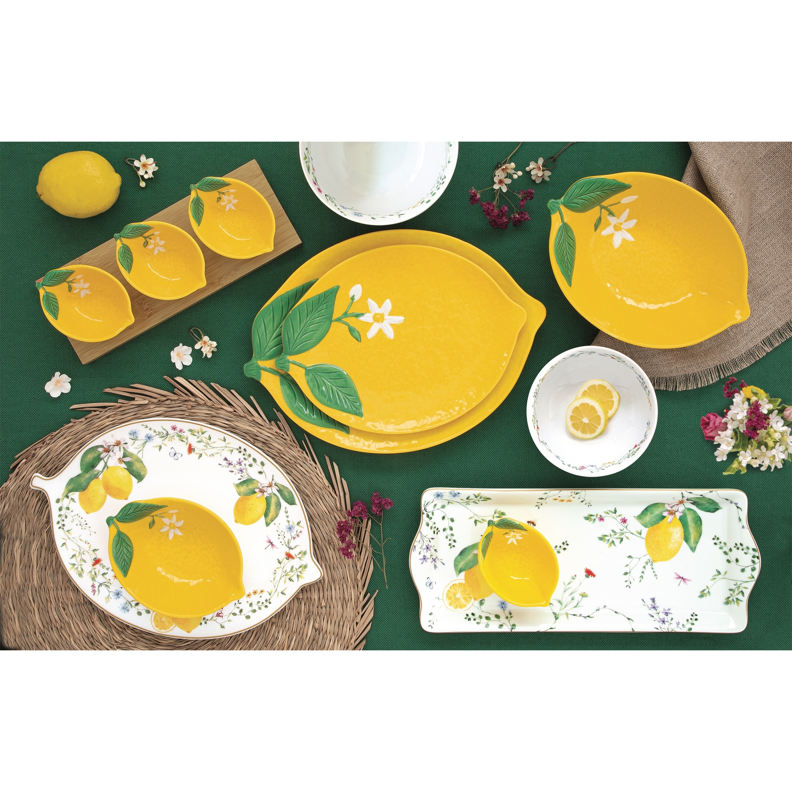 Easy Life Fleurs et Citrons komplet 4 skledic za prigrizke 4 v 1, porcelan z motivom limon - slika 5