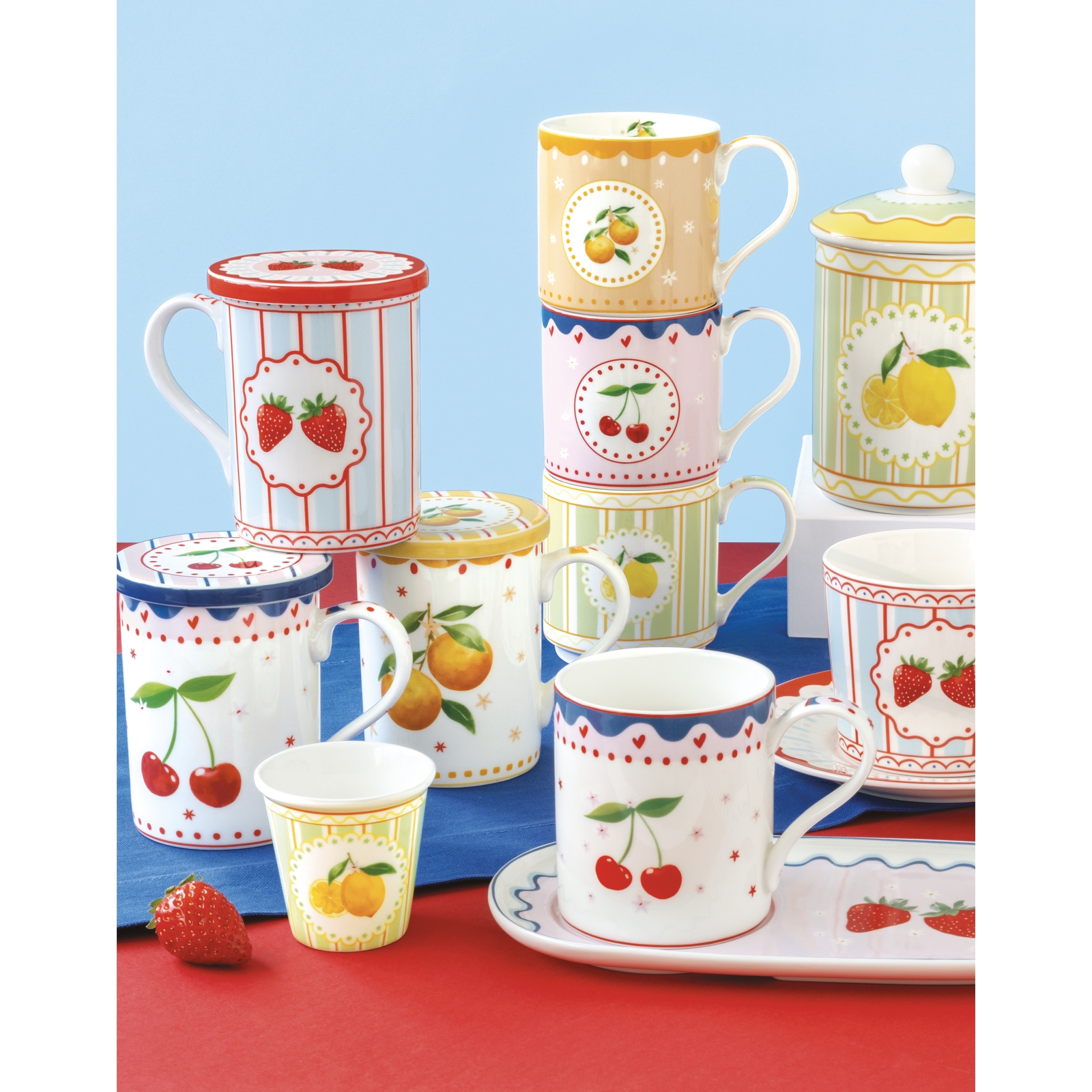 Easy Life Fruit Mania komplet 6 porcelanskih skodelic za kavo 110 ml s podstavki iz bambusa - slika 7
