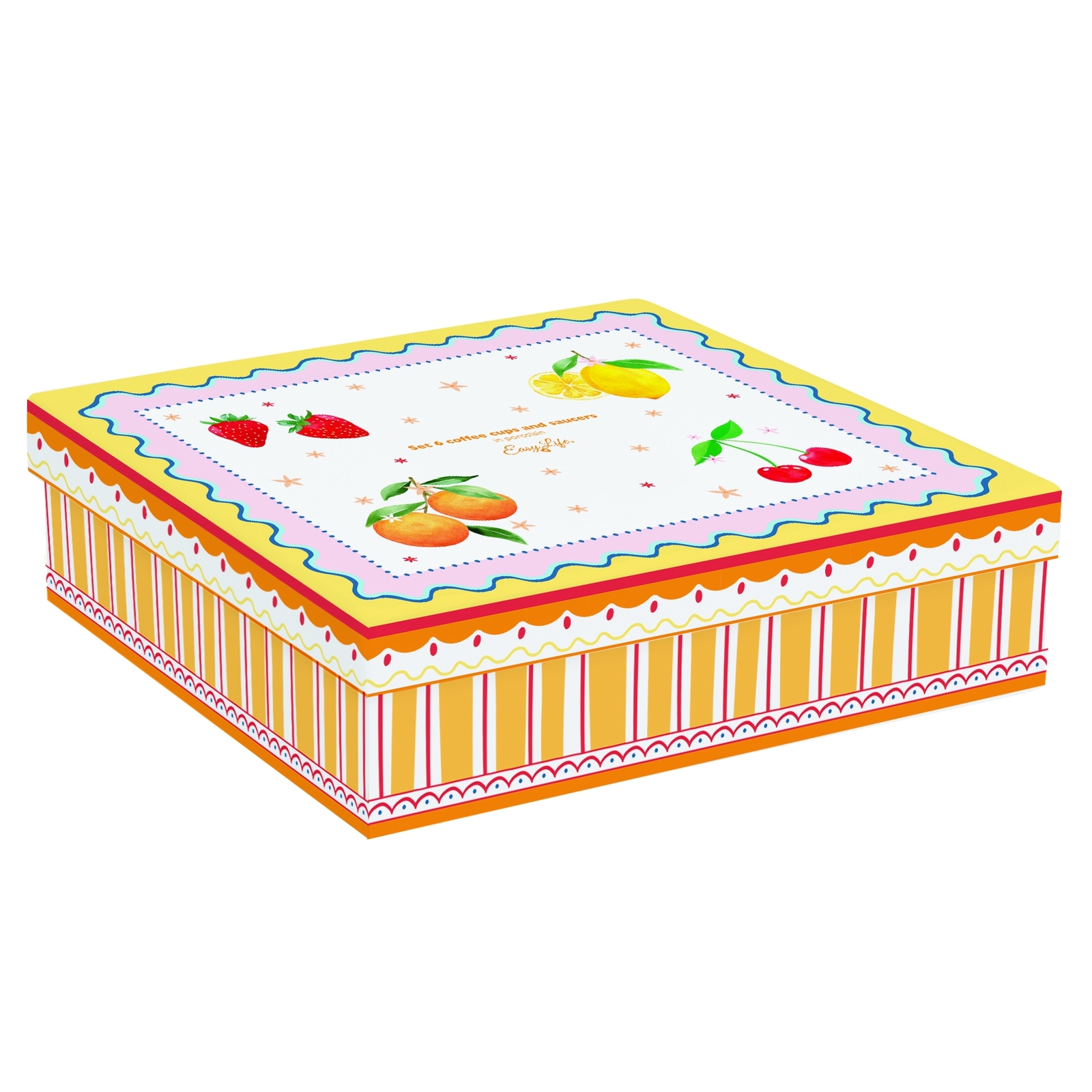 Easy Life Fruit Mania komplet 6 porcelanskih skodelic za kavo 110 ml s podstavki iz bambusa - slika 3