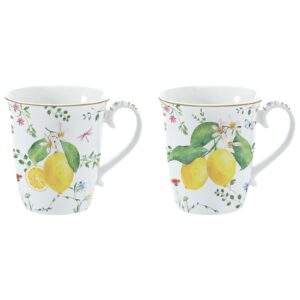Set skodelic Easy Life Fleurs et Citrons 2v1, set za 2 osebi, za mikrovalovno pečico in pomivalni stroj