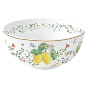 Porcelanasta skleda Easy Life Fleurs et Citrons 15 cm, 600 ml, večnamenska, za mikrovalovno pečico in pomivalni stroj