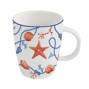 Easy Life Cote de Mer veฤnamenska skodelica za kavo in ฤaj, komplet za 1 osebo, morski motiv