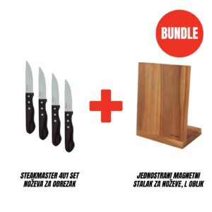 Set nožev za zrezke Grill King SteakMaster 4 kosi z magnetnim stojalom L iz akacijevega lesa